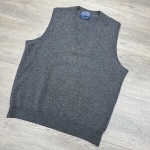 Pendleton 100% Wool Grey V Neck Sweater Vest Sz L USA